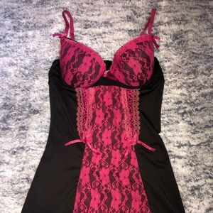 Pink and black lingerie dress